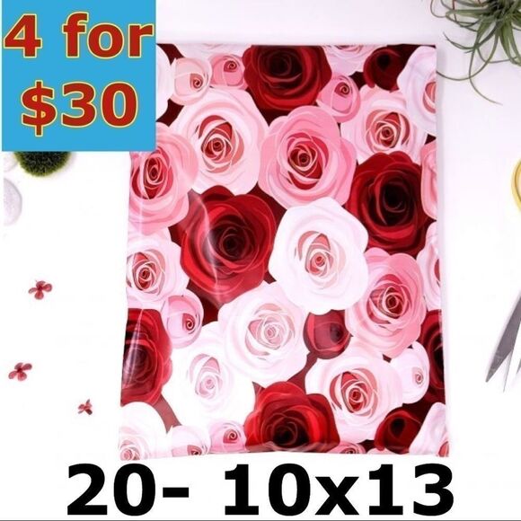 ❗️Restocked❗️20- 10x13 ROSES Floral Design Poly Mailers - Picture 1 of 5